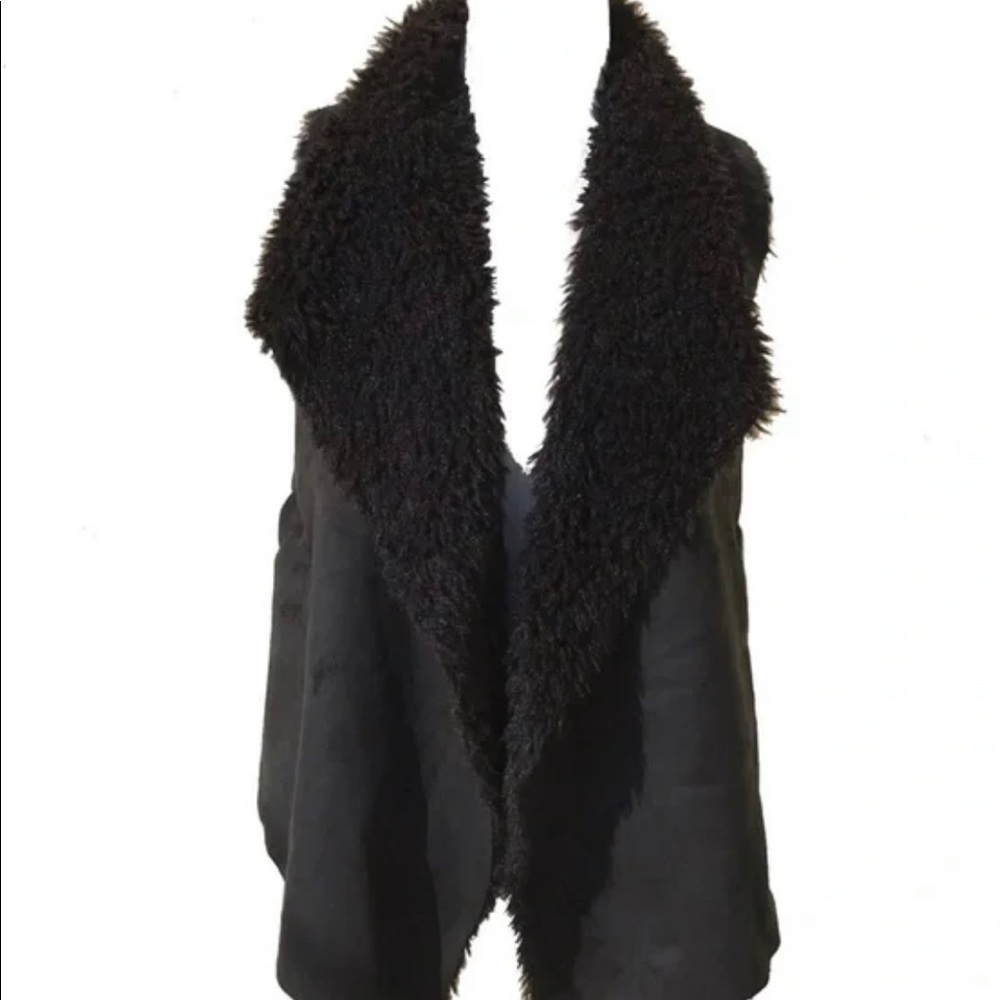 ELLA MOSS Girls Draped Vest Faux Fur Suede 7/8